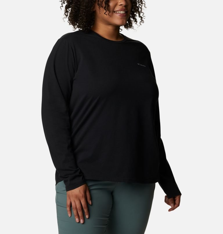 Women's Columbia Sun Trek Long Sleeve Sweatshirts Black | Plus Size CA-NA413